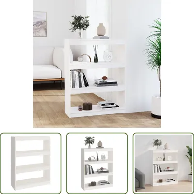 Produktbild von The Living Store Bücherregal/Raumteiler Weiß 80x30x103,5 cm Massivholz Kiefer