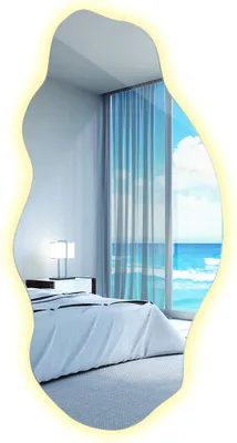 Produktbild von Großer Freiform Wandspiegel LED 100x50 cm – Rahmenlos – Warmweiß 3000K – Elegantes Interieur