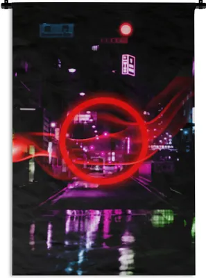 Produktbild von MuchoWow® Wandteppich Wandbehang Spiele - Neon - Rot - Spiel - Spiele 90x135 cm Tapisserie Dekoration Wandtuch - Baumwolle - Wandskulptur