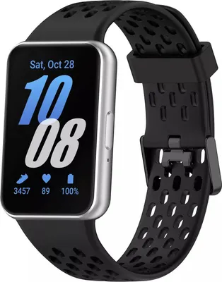 Produktbild von Strap-it Atmungsaktives Silikonarmband mit Schnallenverschluss - passend für das Samsung Galaxy Fit 3 (schwarz)