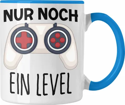 Produktbild von Trendation - Nur Noch Ein Level Tasse Geschenk für Gamer Zocker Spruch Geschenkidee Jungs (Blau)