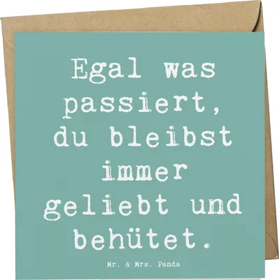 Produktbild von Mr. & Mrs. Panda Glückwunschkarte Spruch Trennung von den Eltern - Meeresbrise - Geschenk, geliebt und behütet, Herzensworte, faltkarte, Zuversicht, Liebe, Trost