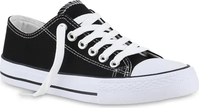 Produktbild von VAN HILL Damen Sneaker Low Schnürer Bequeme Stoff Freizeit Schuhe 841314, Farbe: Schwarz Weiß, Größe: 40