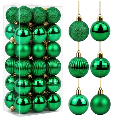 36 Kunststoff-Weihnachtskugeln, 4 cm, grün, bruchsicher