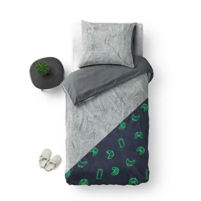 Productafbeelding van Sleeptime dekbedovertrek Glow in the dark Games Multi 140 x 200/220 cm, AI-gegenereerde afbeelding
