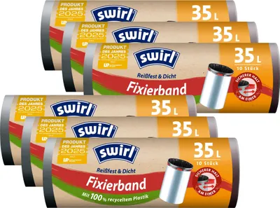Produktbild von 6x Swirl Fixierband Müllbeutel 35L ( 10 stk./Rolle )