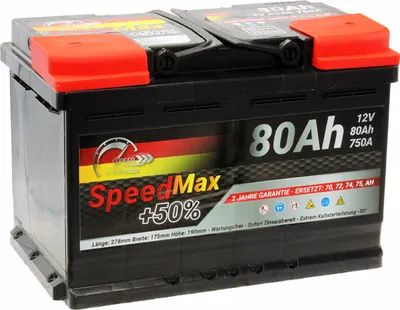 Immagine prodotto di Batteria auto SPEED MAX 80Ah 750A 12V