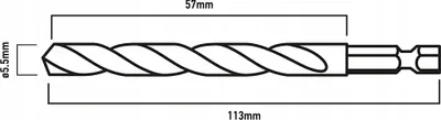 Zdjęcie produktu dla Wiertło GRAPHITE HEX (Profesjonalne akcesoria do wiertarko-wkrętarek udarowych, wiertarko-wkrętarek) Wiertło do metalu - średnica 5,5 mm, zestaw 2 sztuk HEX 1/4"