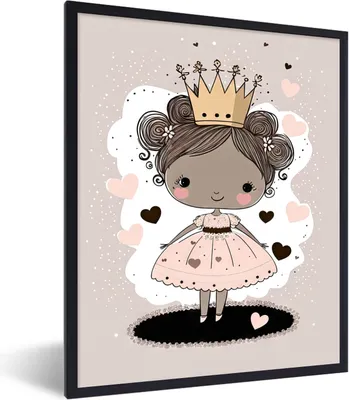 Produktbild von MuchoWow® Gerahmtes Poster Prinzessinnen - Kleid - Kinder - Mädchen 60x80 cm - Poster mit Schwarzem Bilderrahmen Wandposter Rahmen Foto Bilder - Premium - Wanddeko Wohnzimmer
