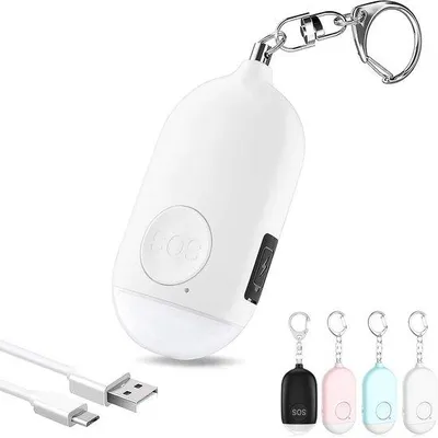 Produktbild von Persönliches Selbstschutzgerät - Selbstverteidigung - 130dB - LED-Taschenlampe - Oplaadbar - für Frauen, Kinder, Senioren - Weiß