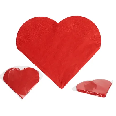 Image de Serviettes en papier rouge en forme de cœur