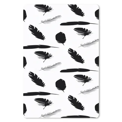 Produktbild von MuchoWow® Mauspad Mousepad Federn - Schwarz und weiß - Muster 18x27 cm - Mousepads - Maus Mat - Pad - Mausunterlage