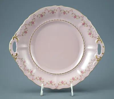 Obrázek produktu pro Sonáta, talíř koláčový, 27 cm, růžový porcelán, kytičky, Leander