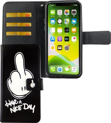Produktbild von Apple iPhone 11 Pro Max Tasche Handy Hülle Schutz-Cover Flip-Case mit Kartenfach Have a nice day