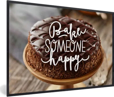 Produktbild von MuchoWow® Gerahmtes Poster Zitate - 'Backe jemanden glücklich' - Sprichwörter 30x20 cm - Poster mit Schwarzem Bilderrahmen Wandposter Rahmen Foto Bilder - Kunstdruck - Bild-Poster