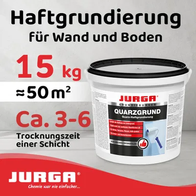 Produktbild von Jurga Quarzgrund Weiß 15 kg - Haftgrund Fliese auf Fliese mit Quarzsand - Quarzgrundierung auf Fliesen & Putz & Beton, Fliesengrundierung, Putzgrund