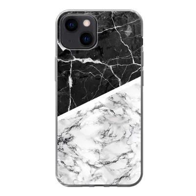 Produktbild von MuchoWow® Handyhülle Schutzhülle Hülle für iPhone 13 mini Marmor - Schwarz - Weiß Silikon Softcase Handy Hülle - Softcase