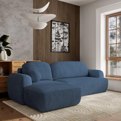 Produktbild von Masseno Ecksofa MODENZA P L-S mit Schlaffunktion L-Form, Sofa mit Bettkasten, Wohnzimmersofa, Couch, Soffa, Bettsofa, Couchgarnitur- Blau, POSO 05