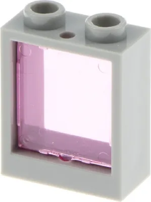Produktbild von 1x Lego Fenster Rahmen 1x2x2 neu-hell grau Scheibe pink 70922 60601 60592