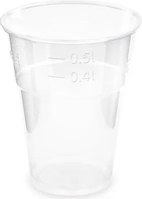 Produktbild von 250xTrinkbecher klar 500 ml 0,5 l Eichstrich Biokunststoff PLA ø 102mm