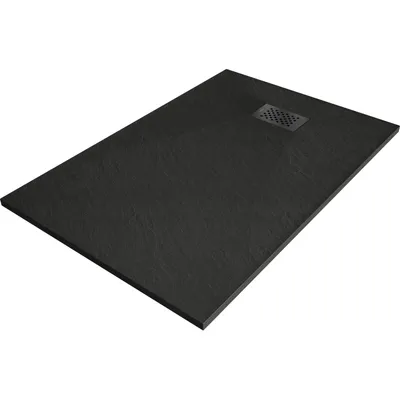 Zdjęcie produktu dla Mexen Hugo brodzik prostokątny SMC 130 x 80 cm, czarny, maskownica czarna - 42708013-B