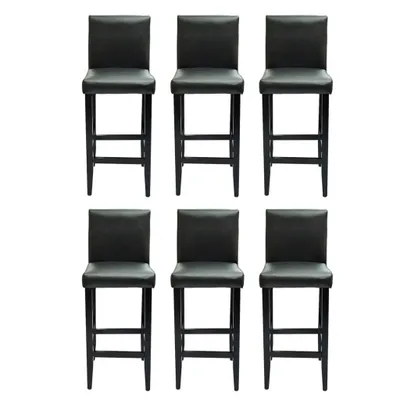 Image de vidaXL Tabouret de bar 6 pcs. noir similicuir