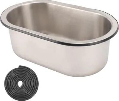Produktbild von 304 Edelstahl-Stangenwaschbecken, ovales Waschbecken mit 40-mm-Abflussloch für Boot, Wohnwagen, Wohnmobil, Wohnmobil, 13,6 x 8 5,2 Zoll