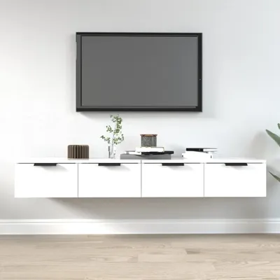 Productafbeelding van The Living Store wandkasten, 2 stuks, wit, 68x30x20 cm, van houtvezel