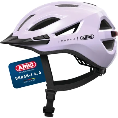 Produktbild von ABUS Stadthelm Urban-I 4.0 - Fahrradhelm mit aufladbarem Rücklicht, 2 Leuchtmodi, Schirm, Zopf-Öffnung und magnetischem Verschluss - für Jugendliche, Frauen und Männer - Größe S, lila