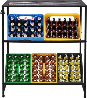Produktbild von 103*33*113cm Getränkekistenregal mit Ablage Getränkekistenständer (schwarz)