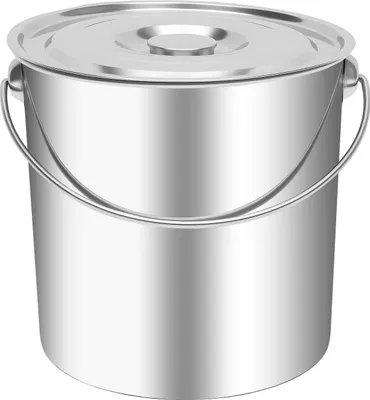 Produktbild von Edelstahl Eimer - Aufbewahrungseimer - Mit Deckel - Kapazität 16–20 l - Für Trockenfutter, Reis, Sand, Kaffee - Weiß