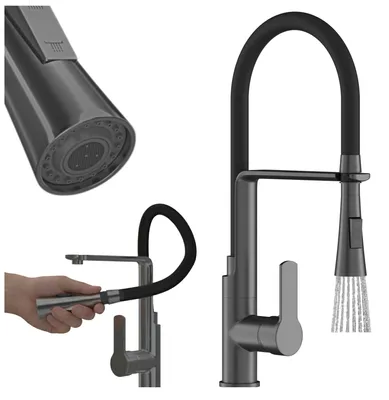 Produktbild von Granitan | Küchenarmatur Vegas - Grau - 43 cm - Flexibler Auslauf - 360° Schwenkbar