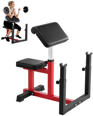 Immagine prodotto di VEVOR Panca pesi Preacher Curlbank con estensore gambe, panche per allenamento forza (carico massimo 200 kg) Panca fitness per uso domestico, attrezzo fitness, stazione bilanciere seduta con bracci isolati, panca allenamento