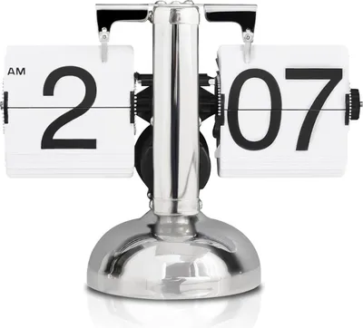 Produktbild von Klappbare Tischuhr, minimalistische, einbeinige mechanische Auto-Klappuhr im Retro-Stil, Tischuhr für das Wohnzimmer mit Digitalanzeige.