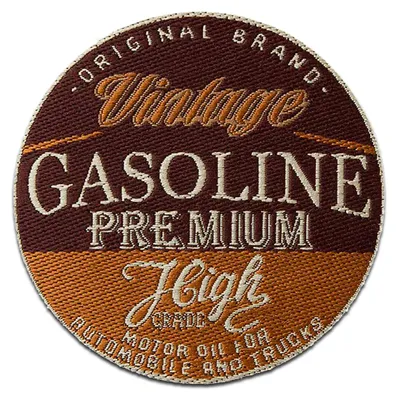 Immagine prodotto di Motocicletta e auto vintage in stile "Gasoline" - Toppe, decalcomanie da stirare, applicazioni, toppe, toppe da applicare, da stirare, dimensioni: 6,6 x 6,6 cm