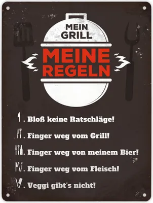 Produktbild von Metallschild XL mit Spruch: Grillgesetze Schild Blechschild Aluminiumschild
