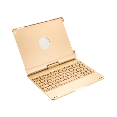Produktbild von Bluetooth Wireless LED Keyboard Case für iPad Air, iPad Air 2, iPad Pro 9.7, iPad 9.7 2017, 2018, hliníkové provedení, zlatá, QWERTY-Layout, HOPE R