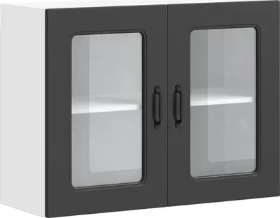 Obrázek produktu pro vidaXL Kuchyňská nástěnná skříňka se skleněnými dvířky Kalmar černá materiál na bázi dřeva
