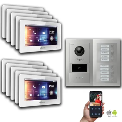 Produktbild von Goliath IP Video Türsprechanlage: 7-Zoll 10 Familienhaus, RFID, Anzeige, Silber : 7 Zoll Weiß : Aufputz Dose Monitor Farbe: 7 Zoll Weiß Montage: Aufputz Dose