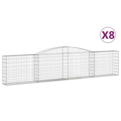 Produktbild von vidaXL Gabionen mit Hochbogen 8 Stk. 400x30x80/100cm Verzinktes Eisen