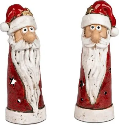 Produktbild von Windlicht 20cm aus Steinzeug matt + glänzend kombiniert, handgefertigt für Winter und Weihnachten  - Deko im Haus 1 Stück Lieferumfang, Auswahl nach Verfügbarkeit