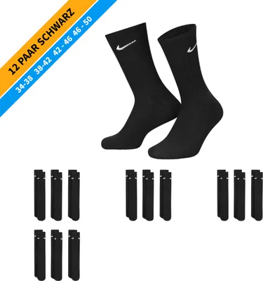 Produktbild von NIKE Socken - Farbe: 12 Paar Schwarz Tennis Socken - Größe: 34-38