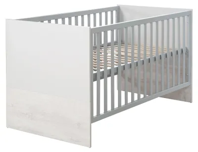 Zdjęcie produktu dla Łóżeczko dziecięce roba „Maren 2”, regulowane, 3 szczeble, 70 x 140 cm, z możliwością przebudowy, jasnoszare/białe