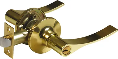 Produktbild von Türgriffgarnitur, goldfarben, 65 mm Rosette, 60/70 mm Dornmaß, für Holztüren, für Innentür, Mod. 710