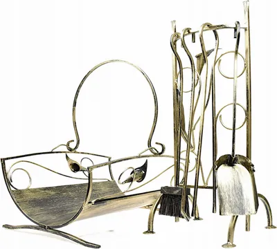 Image de Étagère à bois de cheminée avec kit de cheminée Set de cheminée Accessoires de cheminée Support de bois de cheminée