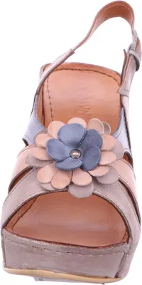 Produktbild von Gemini Damen Sandalette aus Leder mit Slingback und Blütenapplikation 031813-02, Größe:37 EU, Farbe:Grau