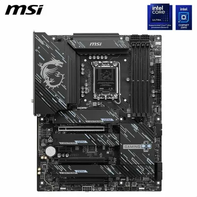 Productafbeelding van MSI Z890 GAMING PLUS WIFI - Moederbord - ATX - LGA1851-socket - Z890-chipset - USB-C 3.2 Gen 2x2, USB-C 3.2 Gen2, USB 3.2 Gen 1, USB 3.2 Gen 2 - 5 Gigabit Ethernet, Wi-Fi 7, Bluetooth - Geïntegreerde grafische kaart (CPU vereist) - HD Audio (8-kanaals)