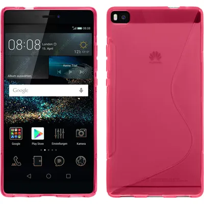 Produktbild von PhoneNatic Case kompatibel mit Huawei P8 - pink Silikon Hülle S-Style + 2 Schutzfolien
