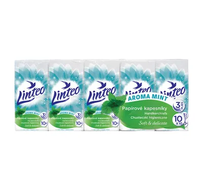 Image de Mouchoirs hygiéniques 3 couches 10x10 pièces Menthe LINTEO SATIN 30404