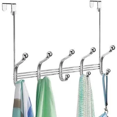 Produktbild von Hakenleiste Tür chrom 10 Haken Türgarderobe Garderobe Handtuchleiste Bad mDesign
